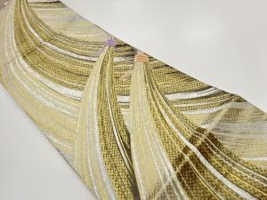 曲線に束ね熨斗・鹿の子模様織出し袋帯